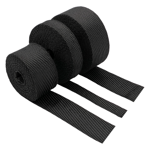 thumbnail image 2 of Turbo Downpipe Exhaust Wrap Kit – 2 Rolls (25ft Each) 2” Black + Stainless Ties 2 of 6